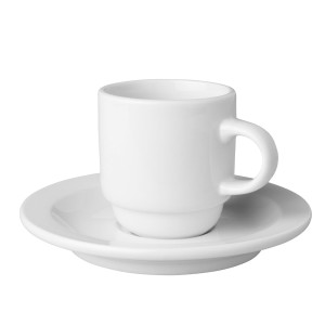 GGM Gastro (24 Stück) BUDGETLINE - Kaffeetassen + Untertassen Mammoet - 140ml - Weiß Wit