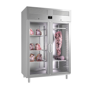 GGM Gastro Dry Aging Fleischreifeschrank - 1300mm - 2 Glastüren - Edelstahl Zilver