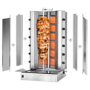 GGM Gastro Gas Gyros-/ Dönergrill - V-Form - 6+6 Brenner - max. 150 kg - inkl. 2 Schutzbleche & 2 Flügeltüren