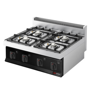 GGM Gastro Gasherd - 23 kW - 4 Brenner Zilver / Zwart