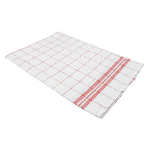 GGM Gastro (180 Stück) Gläsertuch aus Reinleinen - 200g/m² - 65x65cm - Rot / Weiß Wit / Rood
