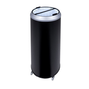 GASTRO-COOL Party koeler / koelbak - 71 liter - Glazen deksel & wielen - Zwart