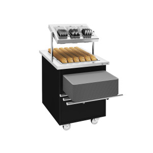 GGM Gastro Besteckausgabeservierwagen DANZIG - 700mm - mit Tablettrutsche - Schwarz
