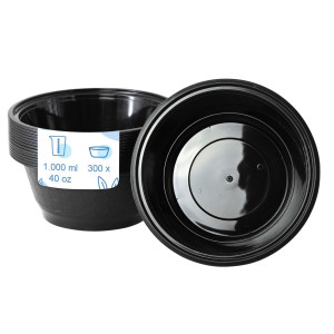 GGM Gastro (300 Stück) Mehrwegschale - Polypropylen - 1000ml - rund - tief - Schwarz