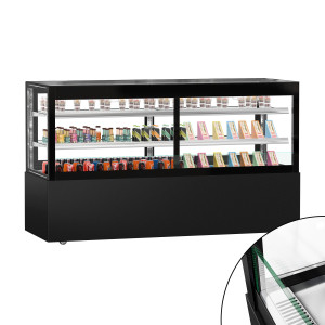 GGM Gastro Kühl- & Verkaufsvitrine - MADRID Self-Service - 2000mm - Doppelverglasung - mit 2 Ablagen - Schwarz Matt