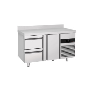 GGM Gastro Kühltisch PREMIUM - 1400x700mm - mit 1 Tür - 2 Schubladen - mit Aufkantung