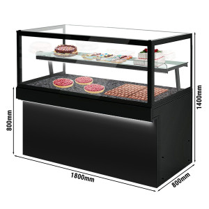 GGM Gastro Kuchentheke TORONTO - 1800mm - schwarze Front - mit 2 Ablagen