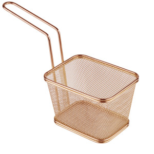 GGM Gastro (6 Stück) Servier Frittierkorb - SNACKHOLDER - Edelstahl - 130x105mm - Kupfer
