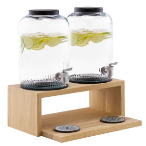 GGM Gastro Getränkespender - VALO - 3-teiliges Set - 2 Glasbehälter mit Zapfhahn - 2x 7 Liter - inkl. Standfuß