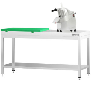 GGM Gastro Edelstahl Arbeitstisch PREMIUM - 2000x600mm - mit Grundboden - inkl. 1/2 Schneideplatte Grün