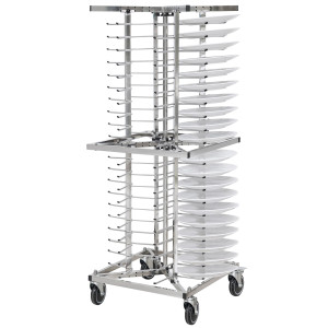 GGM Gastro Tellerwagen - Kapazität bis 84 Teller - Ø 23 - 30 cm - Rollbar Zilver