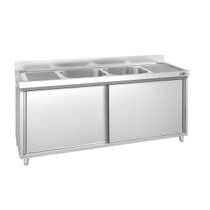GGM Gastro Spülschrank PREMIUM - 1800x700mm - mit 2 Becken mittig