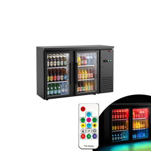 GGM Gastro Bar- & Getränkekühltisch Premium - 1460mm - mit 2 Glastüren & RGB-LED Licht
