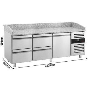 GGM Gastro Pizzakühltisch ECO - 2000x800mm - mit 1 Tür & 4 Schubladen