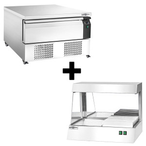 GGM Gastro Tiefkühl-/Kühlunterbau-Kombination - 905mm - 1 Schublade - inkl. Pommeswärmer Zilver