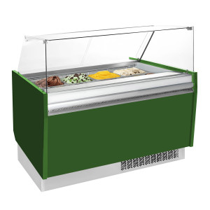 GGM Gastro Eistheke LIAM - 1560mm - Statisch - für 13+13x 5 Liter Eisbehälter - Grün Groen
