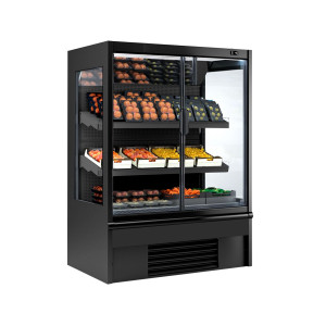 GGM Gastro Wandkühlregal - 1330mm - 569 Liter - mit 2 doppelt verglasten Flügeltüren & 2 Ablagen Zwart