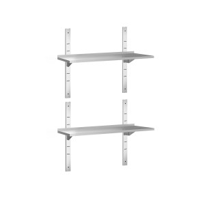 GGM Gastro Wandborde PREMIUM - 1200x400mm - mit 2 Etagen Zilver