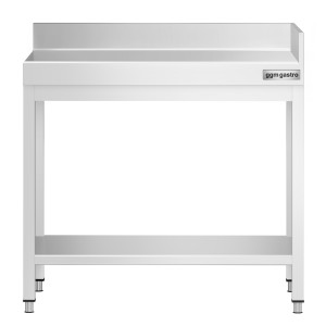 GGM Gastro Edelstahl Arbeitstisch PREMIUM - 700x700mm - mit Grundboden & Aufkantung hinten + rechts Zilver
