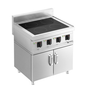 GGM Gastro Induktionsherd - 14 kW - 4 Kochfelder - inkl. Unterbau mit 2 Türen