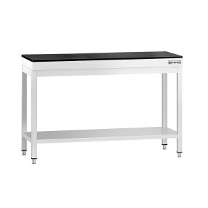GGM Gastro Edelstahl Arbeitstisch PREMIUM - 1200x800mm - mit Grundboden - inkl. Granitarbeitsplatte