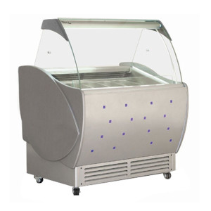 GGM Gastro Eistheke LUCA - 1060mm - Umluft - mit Beleuchtung - für 7x 5 Liter Eisbehälter Zilver