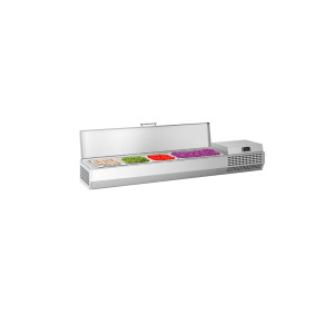 GGM Gastro Kühlaufsatzvitrine Premium PLUS - 1328x353mm - 5x GN 1/4 Zilver
