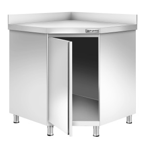 GGM Gastro Edelstahl Eckarbeitsschrank PREMIUM mit Flügeltür & Aufkantung 1000x700mm Zilver
