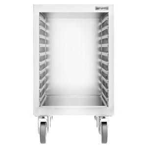 GGM Gastro Tablettwagen - Edelstahl - für 18 Tabletts - EN 530x370 - mit geräuscharmen Rollen Zilver
