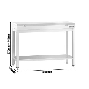 GGM Gastro Edelstahl Arbeitstisch PREMIUM - 1000x800mm - mit Grundboden inkl. Schneideplatte