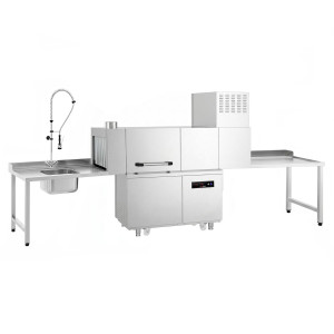 GGM Gastro Bandtransportspülmaschine - Digital - 47 kW - mit Trockner - inkl. Zulauftisch links & Auslauftisch rechts