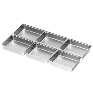 GGM Gastro (6 Stück) Edelstahl-Behälter GN 2/1 - gelocht - Höhe: 150mm