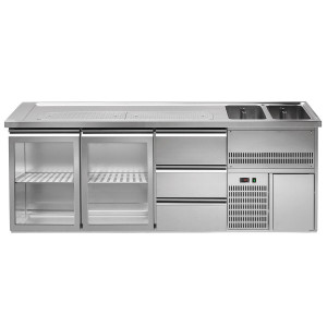 GGM Gastro Biertheke Premium PLUS - 2500x700mm - 2 Glastüren & 3 Schubladen