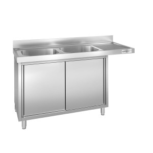 GGM Gastro Spülmaschinen-Spülschrank - 1600x700mm - mit 2 Becken links Zilver