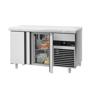 GGM Gastro Kühltisch PREMIUM - 1400x700mm - mit 2 Türen - inkl. Schneideplatte Weiß