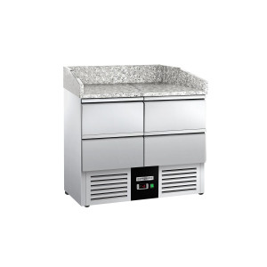 GGM Gastro Pizzakühltisch PREMIUM - 935x700mm - 4 Schubladen Zilver