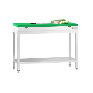 GGM Gastro Edelstahl Arbeitstisch PREMIUM - 1000x600mm - mit Grundboden - inkl. Schneideplatte Grün