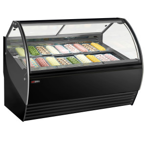 GGM Gastro Eistheke NOLAN - 1736mm - Umluft - für 18x 5 Liter Eisbehälter - Schwarz
