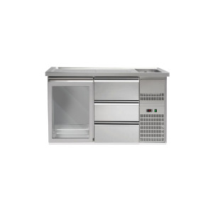 GGM Gastro Biertheke Premium PLUS - 1550x700mm - 1 Glastür & 3 Schubladen