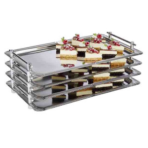 GGM Gastro (6 Stück) System Tablett - Edelstahl - GN 1/1 - Höhe: 55mm - mit Griffen