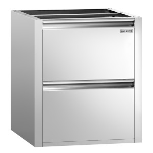 GGM Gastro Schubladenblock PREMIUM - 2 Schubladen - Unterbaumodul 400x660mm - für ATK 700mm tief Zilver