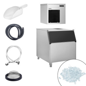 GGM Gastro Flockeneisbereiter - 220 kg / 24 h - inkl. Eisvorratsbehälter Zilver