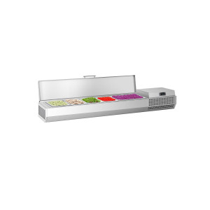 GGM Gastro Kühlaufsatzvitrine Premium PLUS - 1493x353mm - 6x GN 1/4 Zilver