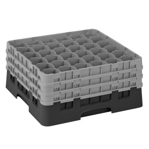CAMBRO CAMRACK® - Glazenwasmand 1/1 - 36 vakken - met 3 verlengstukken - 500x500mm - Zwart
