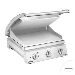 ROBAND Contactgrill Hamburger grill - 2,2 kW - Gladde boven & onderkant - Grilloppervlak: 375x275mm Zilver