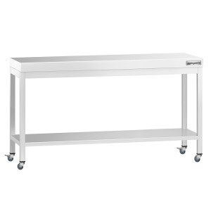 GGM Gastro Edelstahl Arbeitstisch PREMIUM - 1800x600mm - mit Grundboden & Rollen