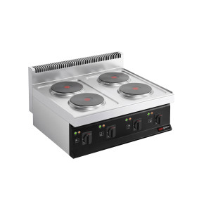 GGM Gastro Elektroherd - 9,2 kW - 4 Platten Rund Zilver / Zwart
