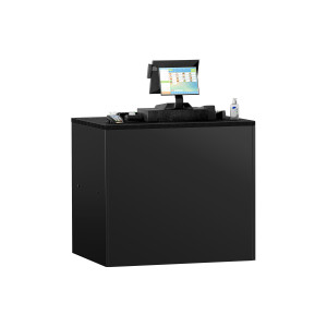 GGM Gastro Kassentisch MADRID - 1000mm - Arbeitsplatte aus schwarzem Marmor - Schwarz Matt
