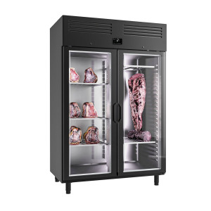 GGM Gastro Dry Aging Fleischreifeschrank - 1300mm - 2 Glastüren - Schwarz Zwart