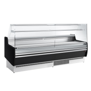 GGM Gastro Kühltheke - 2560mm - 1 Ablage - Frontblende schwarz Zilver / Zwart